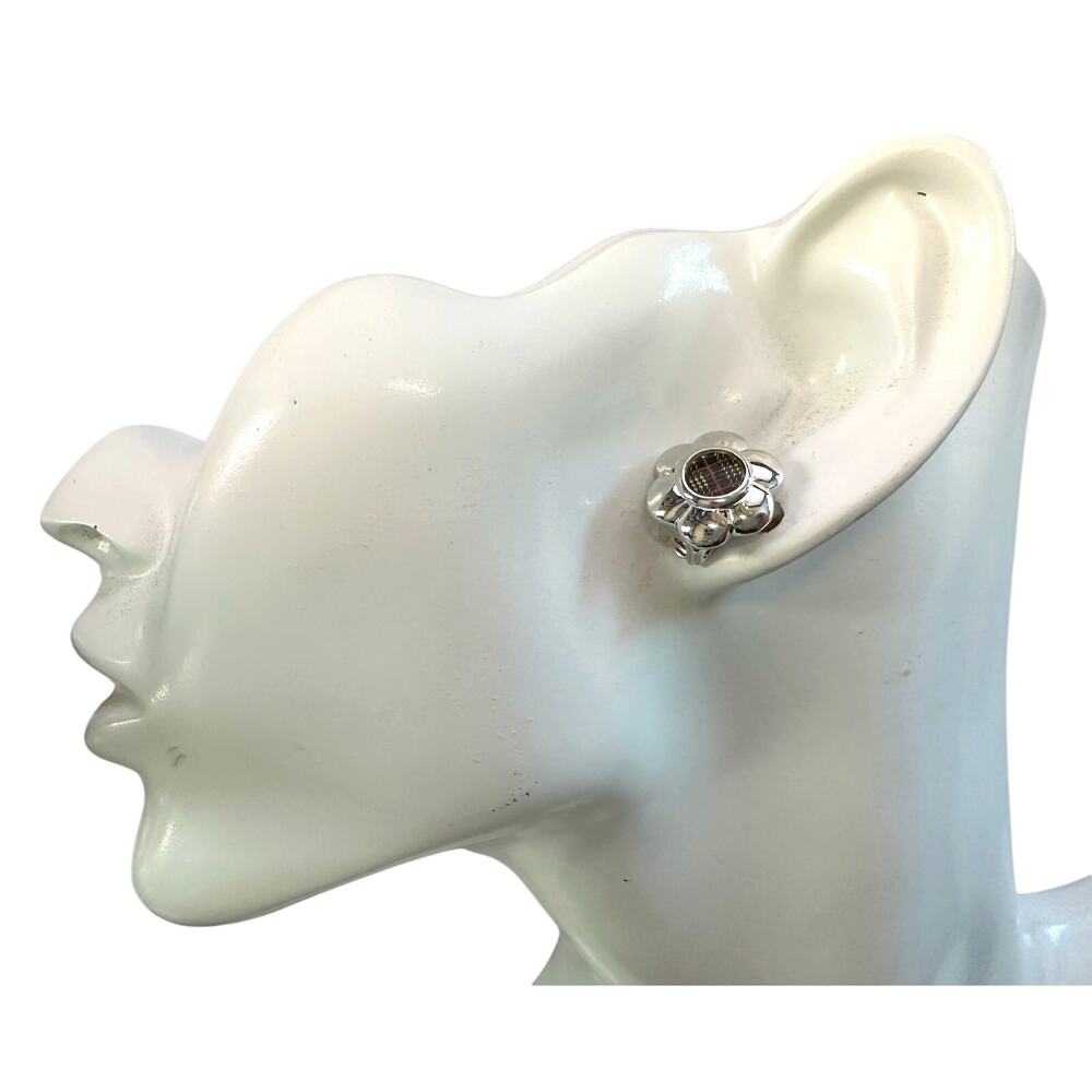 Burberry Nova Check Flower Clip-On Earrings - Vintage Burberrys - Picture 9 of 9